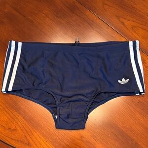 Adidas Dark Blue Swim Trunks with White Accents
